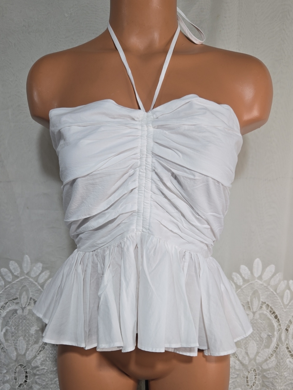 Mable White Ruffle Tube Tank Top Size Small
